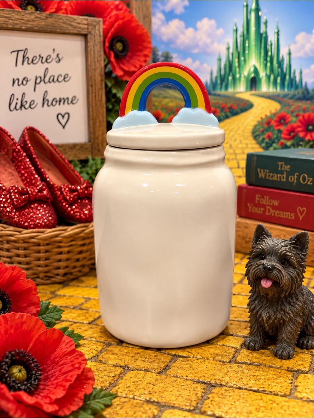 Rae Dunn Over the Rainbow Ceramic Canister with Rainbow Lid NWOT - Picture 3 of 6